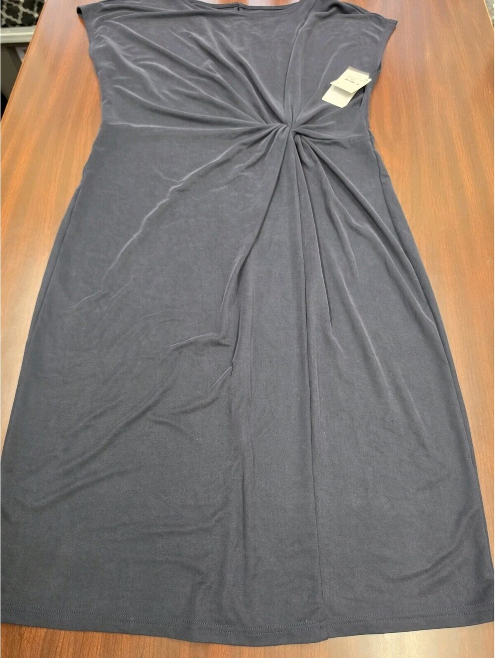 NWT Nordstrom Rack XL Navy Twist Front Midi Dress Short Sleeve Stretch Modal
